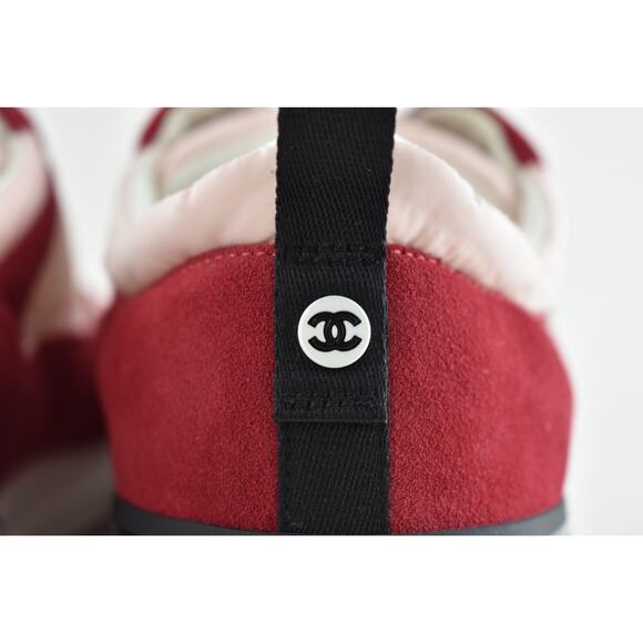 Chanel 21P Mens Pink Black White CC Logo Low Top Lace Up Trainer Sneaker 44 11 - Picture 13 of 14